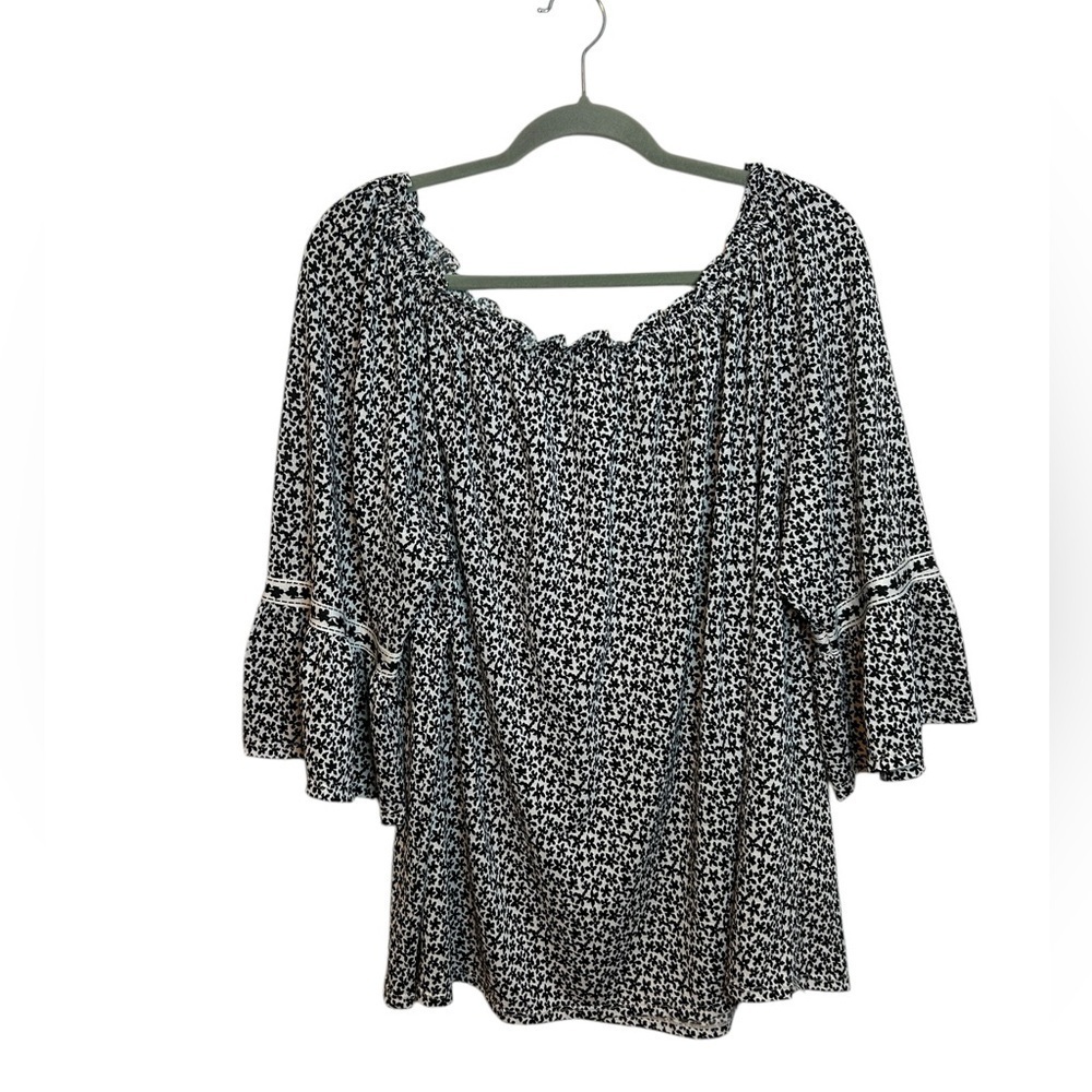 Max Studio Floral Bell Sleeve Blouse